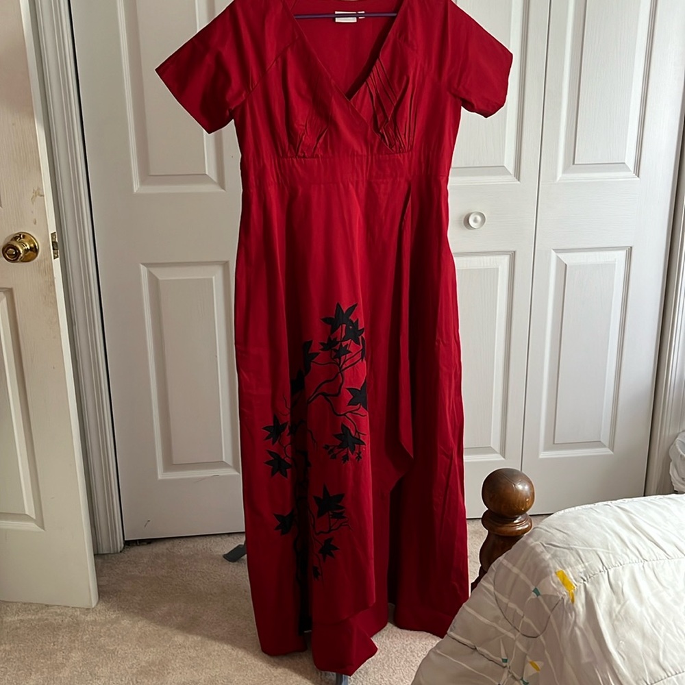 👗BOGO- Gorgeous Red eShakti faux wrap maxi dress. Size 16. Excellent condition.
